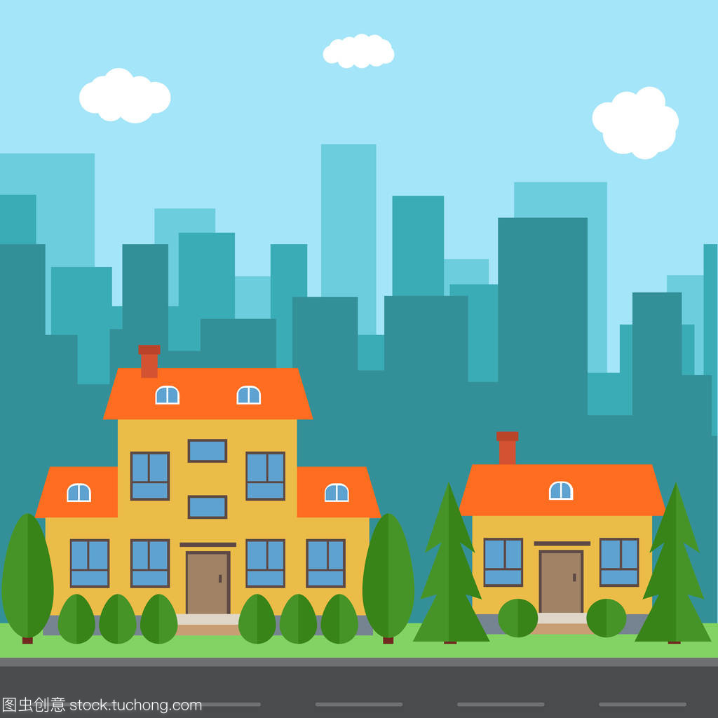矢量都市 當卡通建筑在平槽空間里生長